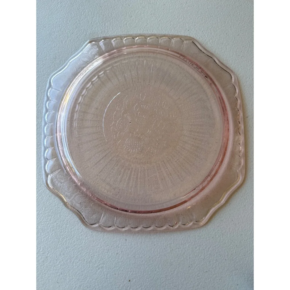 Jeannette‎ Glass Pink Depression Glass Sunflower Pattern 9 Inch Dinner Plate